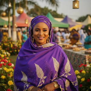 Écharpe Hijab Longue en Chiffon pour Femmes Musulmanes Africaines, Broderie Florale Dorée en Strass, Haute Qualité, Respirante, Été AHE - Product Image 3
