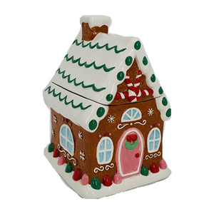 Nouveau pot à <span class=keywords><strong>biscuits</strong></span> de Noël en céramique 3D, pot à bonbons en céramique Le Village <span class=keywords><strong>du</strong></span> Père Noël, pot à <span class=keywords><strong>biscuits</strong></span> maison de pain d'épices peint à la main - Product Image 6