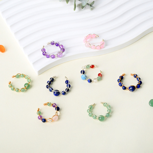 Bagues en cristal naturel faites à la main, perles de pierres de guérison des chakras, bijoux DIY - Product Image 3