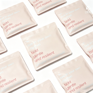 Custom Printed pink Kraft Paper Packaging <b>Bags</b> | 3 Side <b>Seal</b> Slider Zipper Reusable <b>Bags</b> for Clothing Apparel - Product Image 5