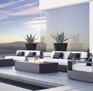 Modern ismus Garten terrassen möbel aus reinem Aluminium Ultra tiefe Sitze Dicke Kissen laden zur Entspannung im Freien Sofa garnitur ein