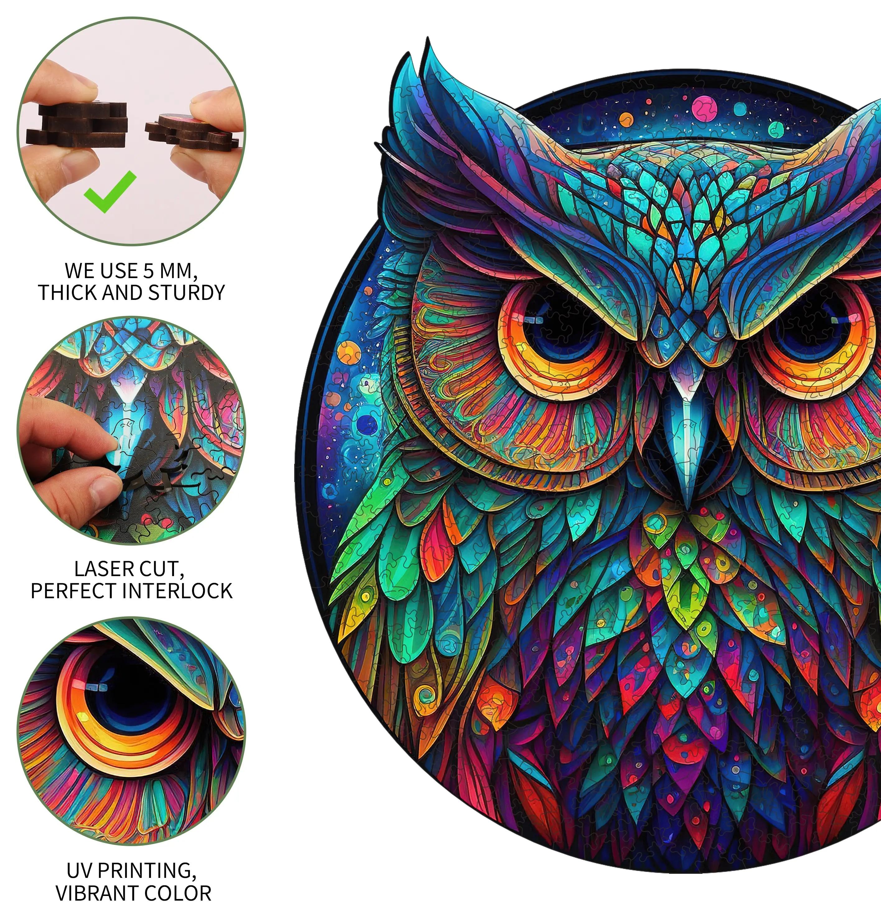 High quality Wooden Puzzles Wooden Jigsaw Puzzle For Adults Kids Animal Shaped 3D Wooden Puzzles Owl Educational Toys