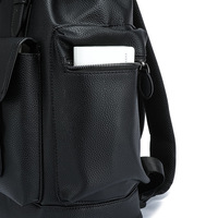 Ransel Tekstur PU Uniseks yang Dapat Diperluas, Desain Tali Serut Vintage untuk Pria Wanita, Perjalanan Sehari-hari