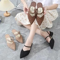 Nouvelles mules pour femmes 2026 à motif floral rose, à bout pointu et talon carré, sandales polyvalentes élégantes à bout fermé et à talon ouvert, transformables en deux modèles