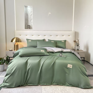 Ensemble <span class=keywords><strong>de</strong></span> literie pour lit double en soie glacée quatre pièces ajustées sur mesure en polyester satiné <span class=keywords><strong>de</strong></span> coton avec rideaux assortis - Product Image 5