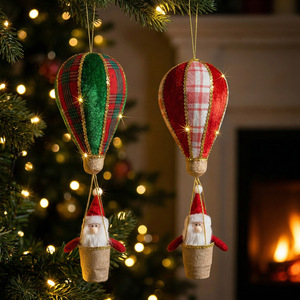 Divertida Decoración Colgante de Navidad con Globo de Aire Caliente de Santa Claus, Figura de Santa Claus con Paracaídas, Poliéster, Sin Gráficos Impresos - Product Image 4