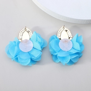 बोहेमियन फैशन बड़ा लटकना कान की बाली लक्जरी कपास फीता फूल क्रिस्टल सेक्सी मीठा कान सामान बयान गहने महिलाओं के लिए - Product Image 2