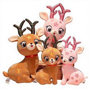 Adorable Peluche de Ciervo Marrón y Rosa, Almohada Pequeña para Dormir, Regalo para Niñas, Muñeca de Tela, Regalo de Cumpleaños, 33 cm - Product Image 1