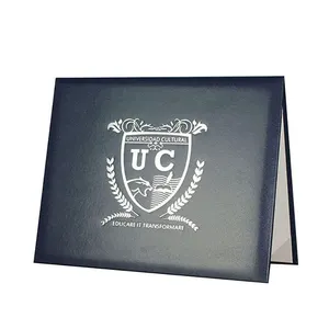 Titulaire de certificat de couverture de diplôme de lycée noir de taille A4 avec logo d'estampage