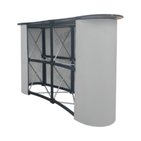 Comptoir promotionnel pliable en PP/ABS, présentoir portable, support métallique durable, table de bar, logo personnalisé, coloré et incurvé pour salon professionnel