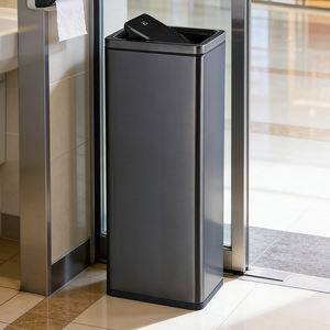 ที่จ่ายกระดาษเช็ดมือในห้องน้ำสาธารณะ ฝาปิดแบบสวิง ถังขยะสแตนเลส ทรงสี่เหลี่ยมแนวตั้ง ฝาเปิด-ปิดแบบพลิก ขนาดใหญ่ - Product Image 3