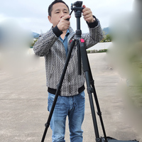 Tripod Ring Light Hidrolik Aluminium Heavy Duty Mini Tahan Air Universal Profesional untuk Kamera DSLR Video Base Cold