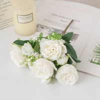 5 Tangkai Bunga Peony Musim Semi Buatan, Buket Bunga Ranunculus & Mawar Palsu untuk Dekorasi Rumah, Aula Pernikahan & Buket Pengantin