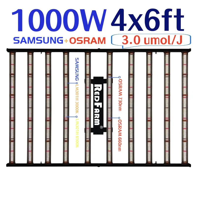 Redfarm Tốt Nhất USA Cổ 3 Thay Đổi Độ Sáng Phổ Samsung Lm301h Phát Triển Thông Minh 800W 900W 1000W LED Phát Triển Ánh Sáng UV IR