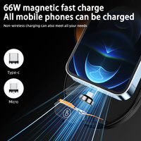 Soporte para Teléfono Celular con Carga Inalámbrica de 15W y Magnética de 66W, Soporte para Auto con Montaje en Rejilla de Ventilación, Portátil, para iPhone y Android