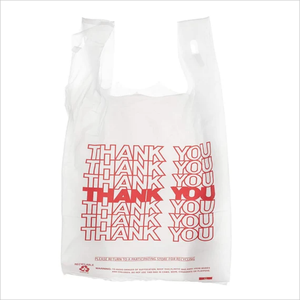 Bolsa de compras con asa de camiseta de supermercado de plástico clásico, embalaje de alimentos con logotipo en rollo - Product Image 1