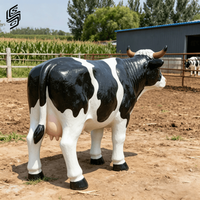 Sculpture de taureau simulé en résine sur mesure, grande taille, sculpture de vache debout pour la décoration extérieure des fermes et des prairies