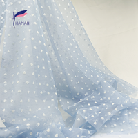 Tissu en maille floquée 100% polyester avec motif floral floqué pour vêtements de danse pour filles, utilisation de rideaux - Respirant double face