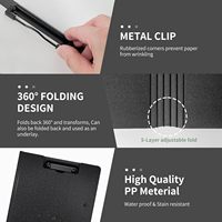 360 ° Porte-documents avec pince double à profil bas en plastique pour enseignants et étudiants, fournitures de bureau