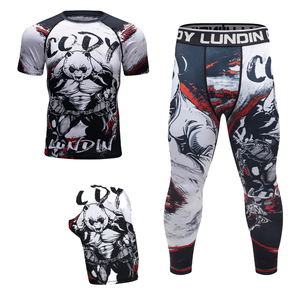 MeiJia Men's Custom Sublimation 3D <b>Printed</b> Logo Rash Guard Long Polyester/Spandex BJJ <b>Surfing</b> Anti-UV UPF50 Breathable - Product Image 1