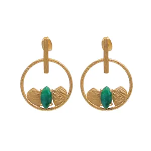 best quality solid .925 sterling silver marquise emerald dangle earrings fine gold plated handmade gemstone fine jewelry