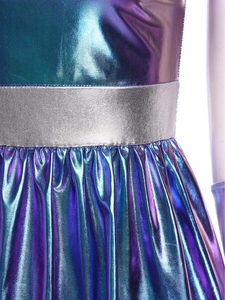 Vestido Metálico Brillante de Astronauta para Mujer, Disfraz de Cosplay Alienígena con Guantes, Ideal para Fiestas Temáticas Espaciales y Eventos - Product Image 5