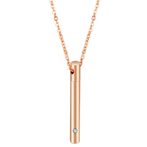 Collier urne en acier inoxydable, pendentif cylindrique de 5 mm avec cristal pour commémorations d'animaux de compagnie, à porter au quotidien - Product Image 3