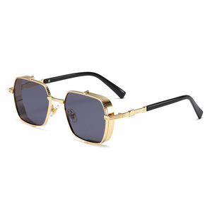 <span class=keywords><strong>Lunettes</strong></span> <span class=keywords><strong>de</strong></span> <span class=keywords><strong>soleil</strong></span> rétro en métal Steampunk avec lentilles UV400 pour hommes et femmes - Product Image 2