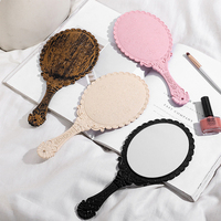 Miroir de maquillage portable rétro en plastique ABS, personnalisable avec logo, vente en gros d'usine