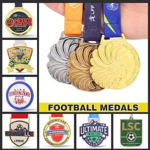 Médailles de football avec rubans prix personnalisés personnalisés pour les supports de football en métal de sport médaille d'or - Product Image 2