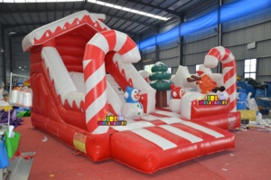 Castillo Inflable Comercial con Tobogán <span class=keywords><strong>de</strong></span> Navidad, Diseño <span class=keywords><strong>de</strong></span> Bastón <span class=keywords><strong>de</strong></span> Caramelo, Muñeco <span class=keywords><strong>de</strong></span> Nieve y Reno, PVC Resistente EN14960 para Negocios <span class=keywords><strong>de</strong></span> Alquiler - Product Image 3