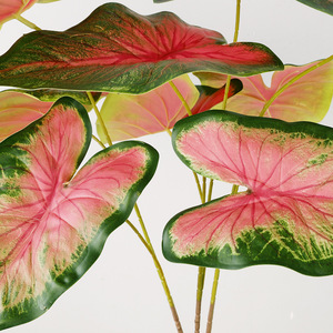 Hojas de Calabaza Artificiales, Color Rosa Corazón y Verde Intenso, de 30cm-100cm de Altura, Simulación Realista, Decoración para Interiores del Hogar - Product Image 1