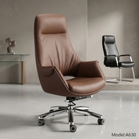 Chaise de bureau exécutive moderne, design ergonomique, matériau PU, hauteur réglable, support lombaire, cadre en bois, pivotante, dossier solide, poignée