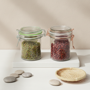 Barattolo in <span class=keywords><strong>Vetro</strong></span> Classico Ermetico Ecologico Multifunzione per Spezie 250ml Contenitore da Cucina <span class=keywords><strong>Sottovuoto</strong></span> con Chiusura a Scatto - Product Image 1