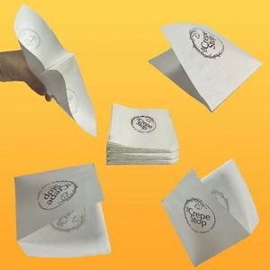 <b>Custom</b> Printed Brown Logo Crepe Packaging Sachet Crepes Packing Greaseproof Paper Bag Food <b>Waxed</b> Coated Triangle Paper Bags - Product Image 6
