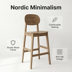 Silla de Comedor con Respaldo Alto y Cómodo, de Madera Maciza Antideslizante, en Oferta, para <span class=keywords><strong>Restaurante</strong></span> - Product Image 4