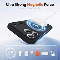 Étui magnétique étanche pour 17 Pro 6,3 pouces avec support invisible, étui de téléphone portable en silicone liquide de qualité alimentaire à 100%