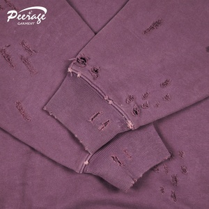 Produttore di PEERAGE personalizzato da uomo con acido invecchiato <span class=keywords><strong>Oversize</strong></span> <span class=keywords><strong>viola</strong></span> massello pesante cotone francese spugna <span class=keywords><strong>felpa</strong></span> da uomo - Product Image 5