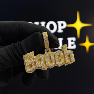 Pendentif personnalisé en moissanite avec nom, en argent sterling 925 plaqué or 14 carats, collier pendentif hip-hop, breloque lettre, pendentif alphabet - Product Image 4