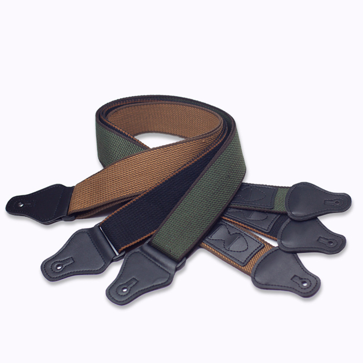 HUASHENG высококачественный ремешок для гитары из чистого хлопка ремешок для гитары с кожаным концом