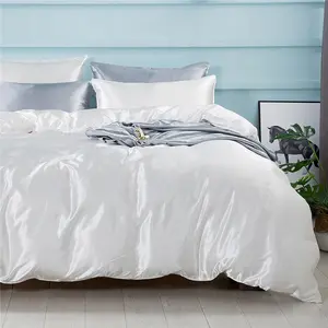 New Arrival White Comforter Silk Bedding Set Wholesale Custom Bedroom Pink King Size Luxury Duvet Bedding Set//