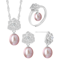 Kalung Mutiara Anting Mutiara Set Perhiasan Mutiara Kalung Beras Cincin Anting Stud Anting Air Tawar Set Perhiasan Air Tawar Perhiasan