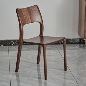 Sillas Nórdicas con Respaldo, Sillas Casuales de Madera de Nogal Negro, Sillas Pequeñas y Sencillas para el Hogar, Sillas de Madera para Cocina, Comedor, Sillón para Hotel/Restaurante - Product Image 3