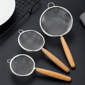 Stainless Steel <b>Strainer</b> With Wooden Handle Fine <b>Mesh</b> For Flour Sifting Baking Kitchen Tool - Product Image 4
