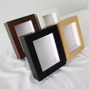 عرض ساخن علي إطار مربع صور حرفية من خشب ام دي اف لتزيين المنزل بالجملة إطار مربع صوره ظل ثلاثي الابعاد