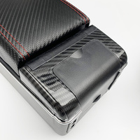 Boîte d'accoudoir de voiture universelle en cuir Pu de couleur noire, 7 USB, Design coulissant et Double couche en Fiber de carbone imprimée