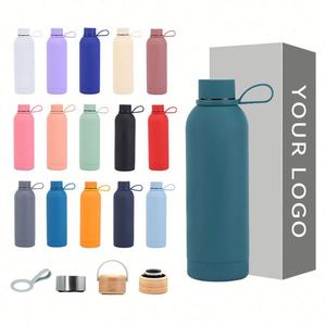 Bouteille d'eau isotherme en acier inoxydable à triple paroi, avec revêtement en caoutchouc, gourde sportive, thermos pour boissons chaudes et froides - Product Image 4
