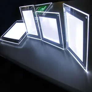 最新设计无框发光二极管广告面板透明发光二极管灯展示店展示A4亚克力发光二极管台灯信息提示