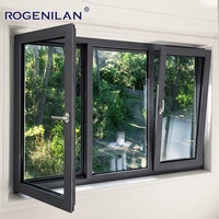 Fenêtre à battant en aluminium minimaliste Rogenilan, extérieure, étanche, avec isolation thermique et vitrage, pour maisons