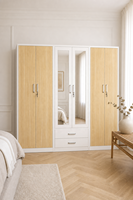 Armoire en acier réglable à 6 portes kd, meuble pour enfants, armoire verrouillable pour vêtements avec miroir, chambre à coucher avec tiroir